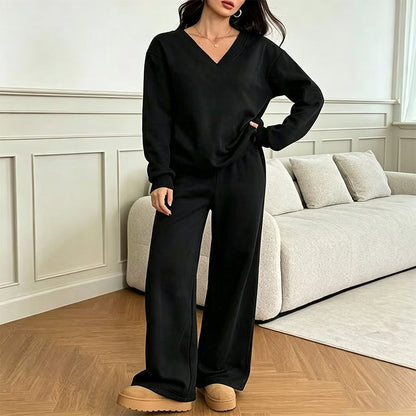✨Neu Eingetroffen! Schulterfreies Sweatshirt- und Hose-Set für Damen
