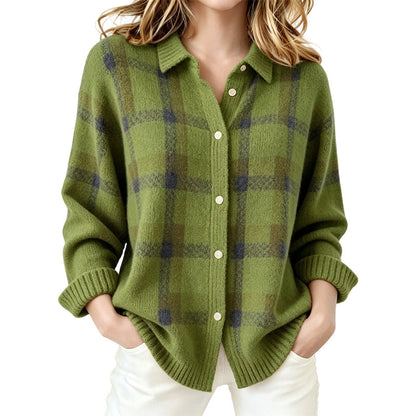 🧶 50 % RABATT | Lässig, gemütlich & vielseitig – Damen Karo-Cardigan mit Knopfleiste