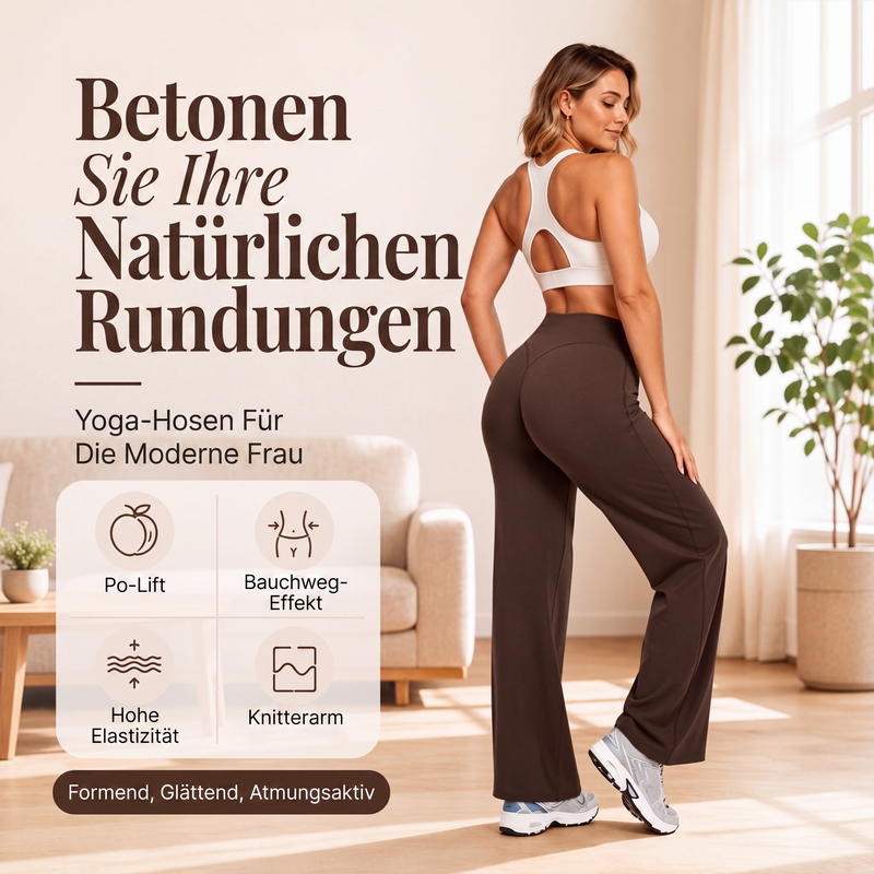 Damen-Yogahose mit hohem Bund und weitem Bein