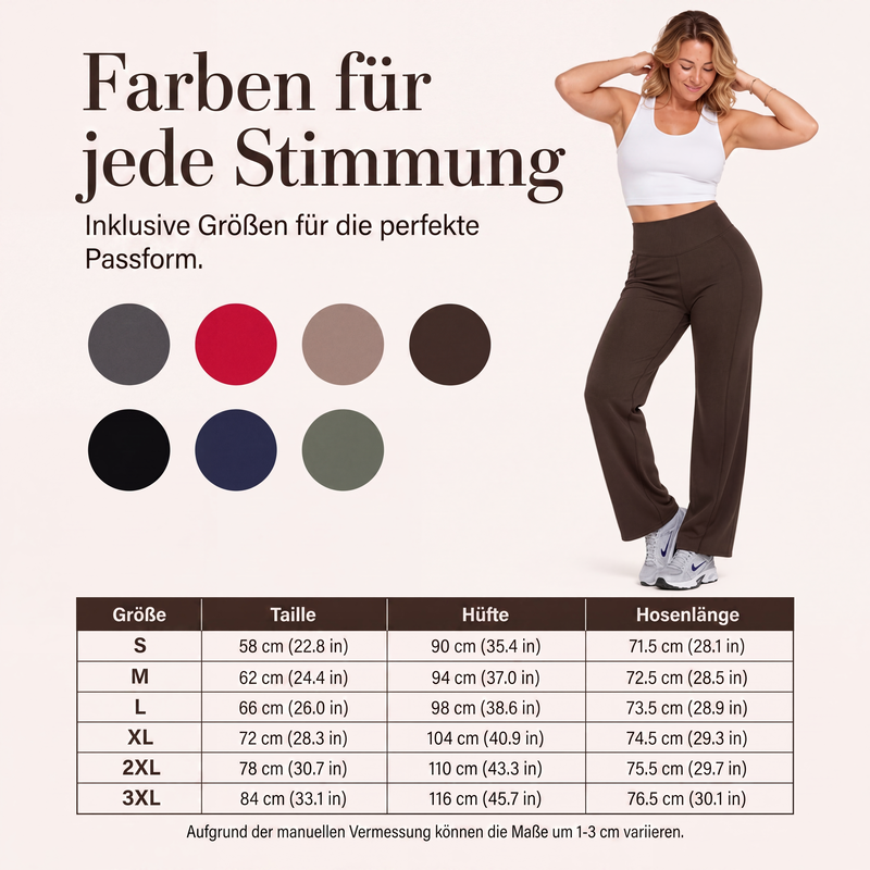 Damen-Yogahose mit hohem Bund und weitem Bein