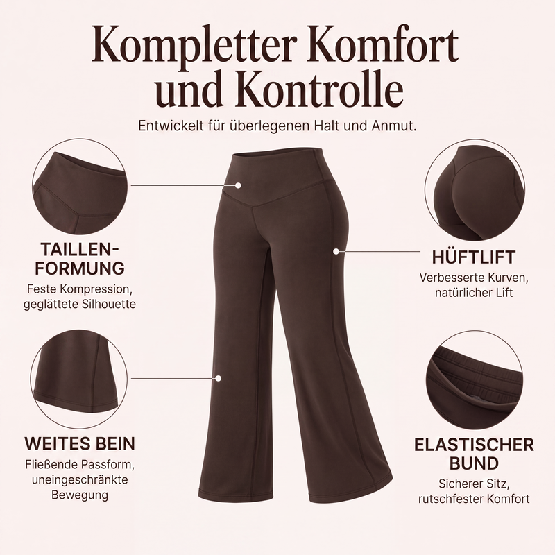 Damen-Yogahose mit hohem Bund und weitem Bein