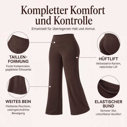 Damen-Yogahose mit hohem Bund und weitem Bein