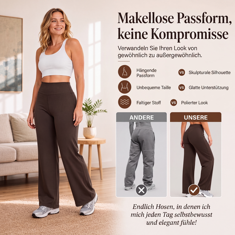 Damen-Yogahose mit hohem Bund und weitem Bein