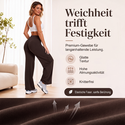 Damen-Yogahose mit hohem Bund und weitem Bein