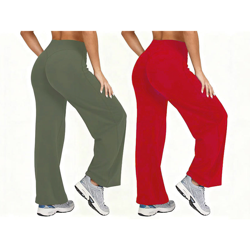 Damen-Yogahose mit hohem Bund und weitem Bein