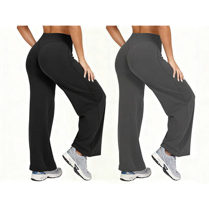 Damen-Yogahose mit hohem Bund und weitem Bein