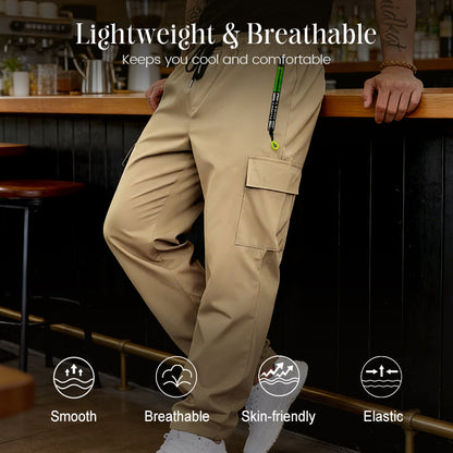 Herren-Cargohose mit mehreren Taschen und Kordelzug