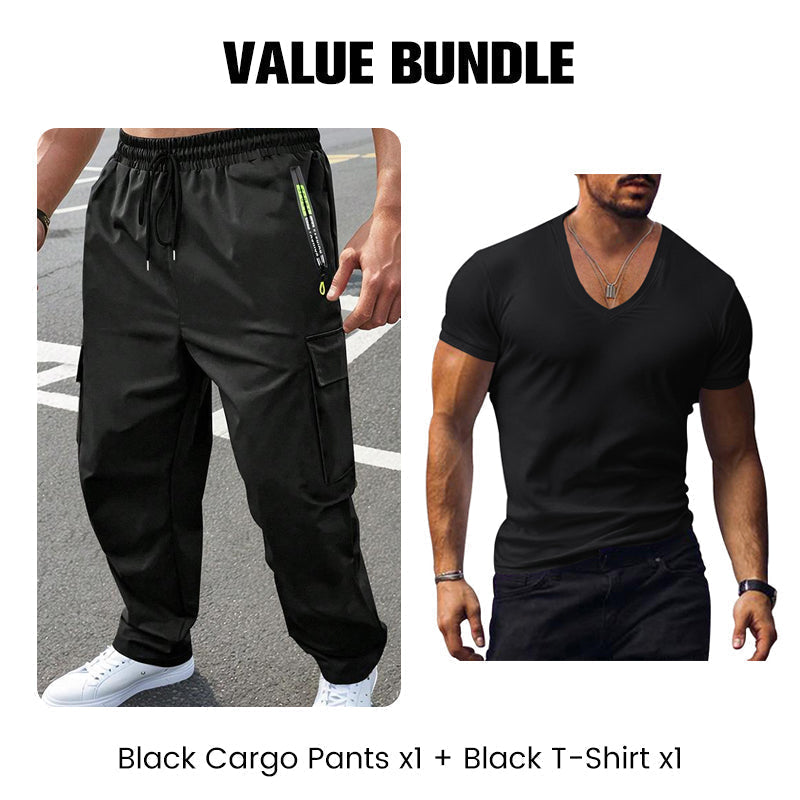 Herren-Cargohose mit mehreren Taschen und Kordelzug