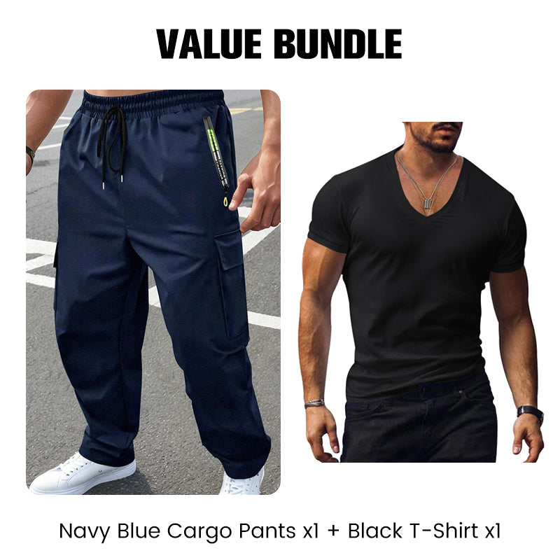 Herren-Cargohose mit mehreren Taschen und Kordelzug