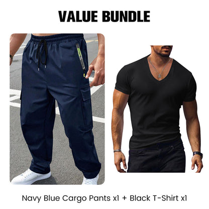 Herren-Cargohose mit mehreren Taschen und Kordelzug
