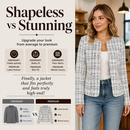 Vintage-Tweedjacke für Damen, schmal geschnitten