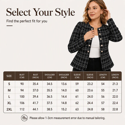 Vintage-Tweedjacke für Damen, schmal geschnitten