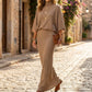 👗✨ Elegantní dámská souprava (blůza s netopýřími rukávy + maxi sukně) – pohodlná a stylová | S–2XL 🍷