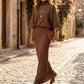 👗✨ Elegantní dámská souprava (blůza s netopýřími rukávy + maxi sukně) – pohodlná a stylová | S–2XL 🍷