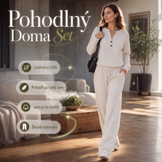 👚✨ Pohodlná dámská sada – halenka a široké kalhoty, volný střih | S–2XL 🌿