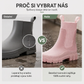 ☔💧 Dámské holínky do poloviny lýtek s pletenným lemem – 100% vodnědosné, protiskluzové, na každý deštivý den👢
