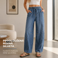 👖🌊 Dámské vintage džíny s širokými nohavicemi a vysokým pasem – elastický pásek, volný střih, na každý den