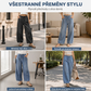 👖🌊 Dámské vintage džíny s širokými nohavicemi a vysokým pasem – elastický pásek, volný střih, na každý den