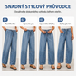 👖🌊 Dámské vintage džíny s širokými nohavicemi a vysokým pasem – elastický pásek, volný střih, na každý den