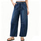 👖🌊 Dámské vintage džíny s širokými nohavicemi a vysokým pasem – elastický pásek, volný střih, na každý den