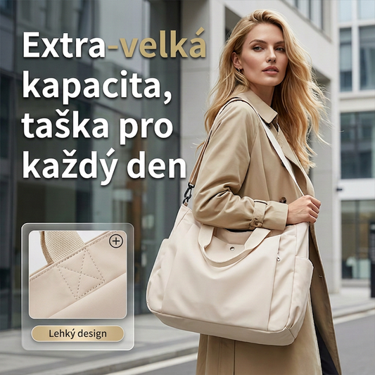 🛍️✨ Velkokapacitní dámská taška tote z nylonu – vodněodorná, prostorná, trojité nosení, na každý výlet i každý den