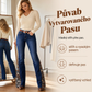 🌼✨ Dámské retro zvonovné džíny s bohémským výšivkovým panelem – vysoký pas, prudná džínovina, květinový styl