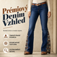 🌼✨ Dámské retro zvonovné džíny s bohémským výšivkovým panelem – vysoký pas, prudná džínovina, květinový styl