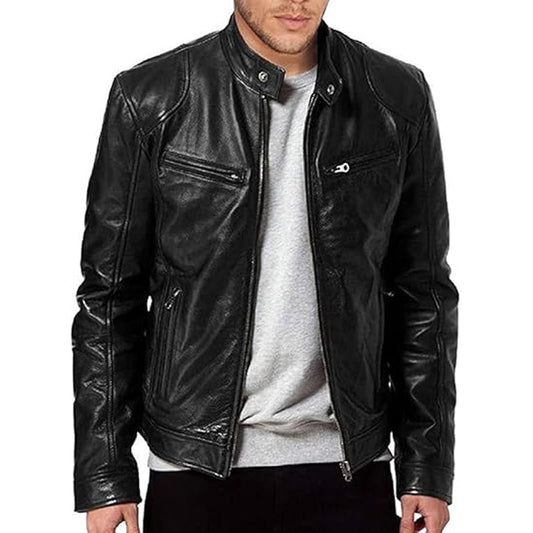 🧥🔥 Pánská bunda z PU kůže se stojatým límcem a zipem – moderní střih, vodněodorná, 9 barev, S–4XL