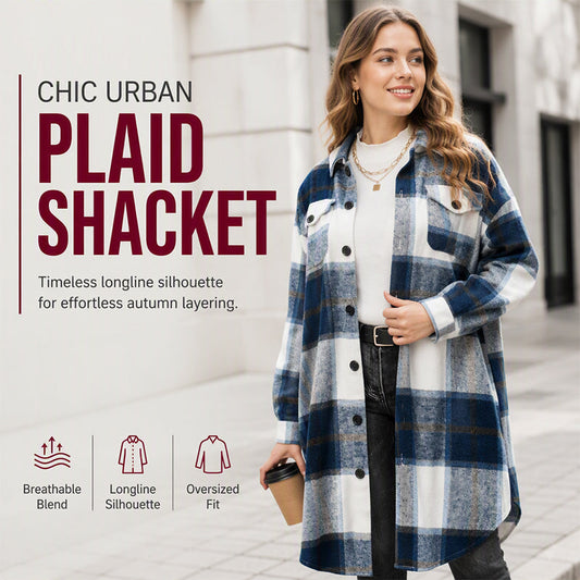 🍂🌬️ Dámská dlouhá kostková košilová bunda – volný oversized střih, lehké vrstvení, 7 barev, S–2XL🔥