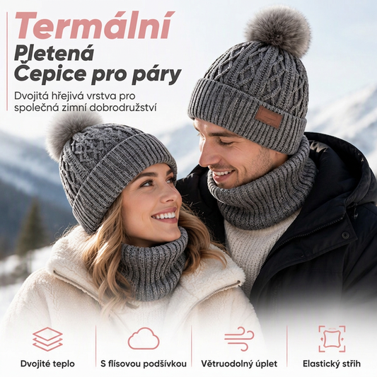 ❄️⛄ Kupte 1, dostanete 1 zdarma 🎁 – Zimní pletená čepice s bambulí pro páry | větruodolná, dvouvrstvá, 6 barev ✔️