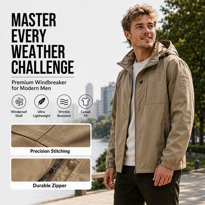🧥 Pánská lehká nepromokavá větruodolná bunda s kapucí – 12 barev, M–3XL🔥