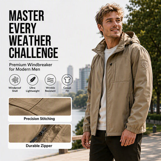 🧥 Pánská lehká nepromokavá větruodolná bunda s kapucí – 12 barev, M–3XL🔥