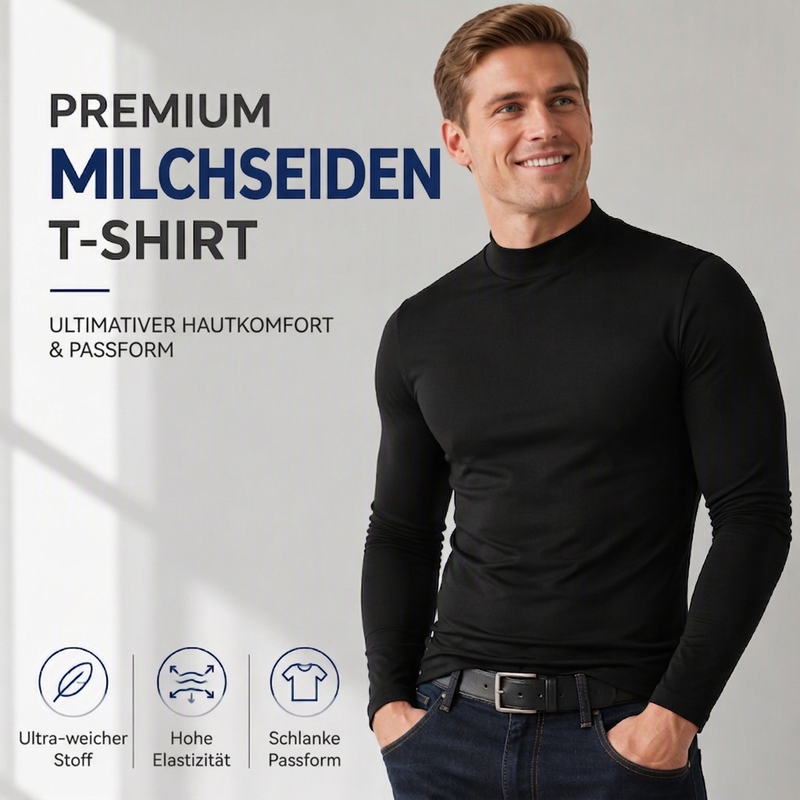 Herren-Langarmshirt mit Stehkragen – Slim Fit