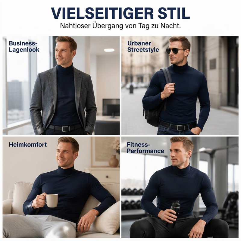 Herren-Langarmshirt mit Stehkragen – Slim Fit