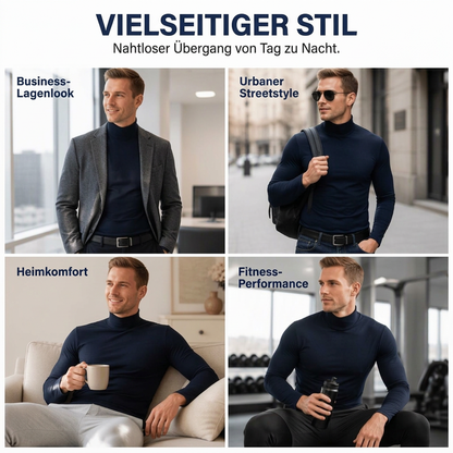 Herren-Langarmshirt mit Stehkragen – Slim Fit
