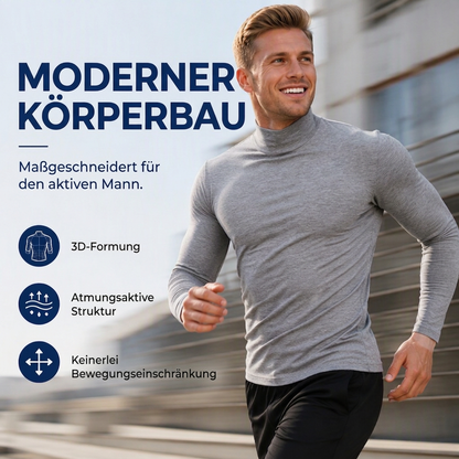 Herren-Langarmshirt mit Stehkragen – Slim Fit