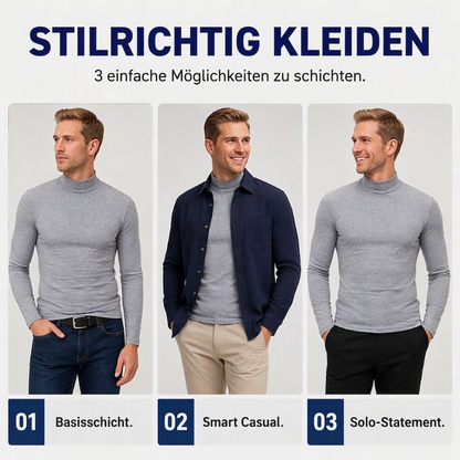 Herren-Langarmshirt mit Stehkragen – Slim Fit