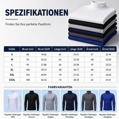 Herren-Langarmshirt mit Stehkragen – Slim Fit
