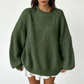 🧶✨ Dámský volný pulovr s pleteným vzórem cop – 12 barev, S–XL