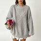 🧶✨ Dámský volný pulovr s pleteným vzórem cop – 12 barev, S–XL