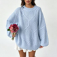 🧶✨ Dámský volný pulovr s pleteným vzórem cop – 12 barev, S–XL