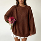 🧶✨ Dámský volný pulovr s pleteným vzórem cop – 12 barev, S–XL