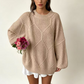 🧶✨ Dámský volný pulovr s pleteným vzórem cop – 12 barev, S–XL