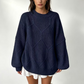 🧶✨ Dámský volný pulovr s pleteným vzórem cop – 12 barev, S–XL