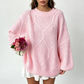 🧶✨ Dámský volný pulovr s pleteným vzórem cop – 12 barev, S–XL