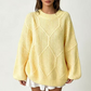 🧶✨ Dámský volný pulovr s pleteným vzórem cop – 12 barev, S–XL