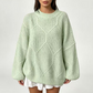 🧶✨ Dámský volný pulovr s pleteným vzórem cop – 12 barev, S–XL
