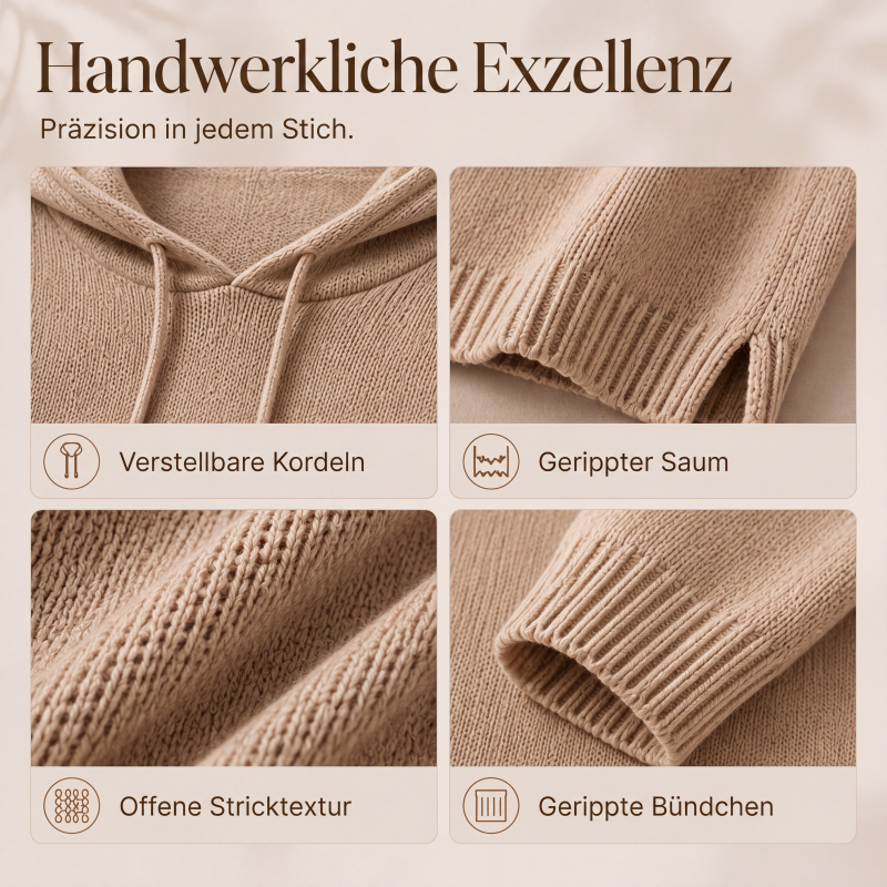 Damen-Strickpullover mit Kapuze und weitem Schnitt