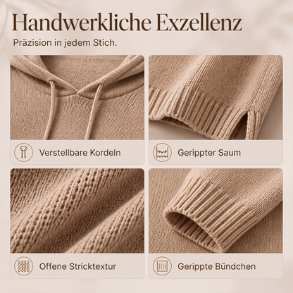 Damen-Strickpullover mit Kapuze und weitem Schnitt