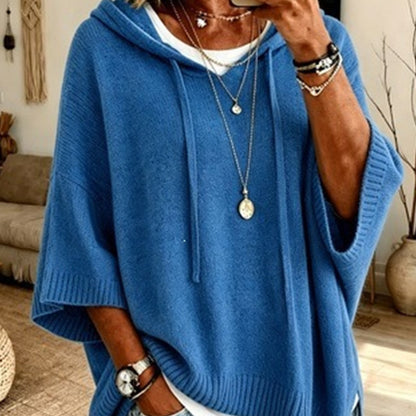 Damen-Strickpullover mit Kapuze und weitem Schnitt